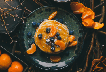 Fruity Pancake with Orange & Blueberry recipe image.